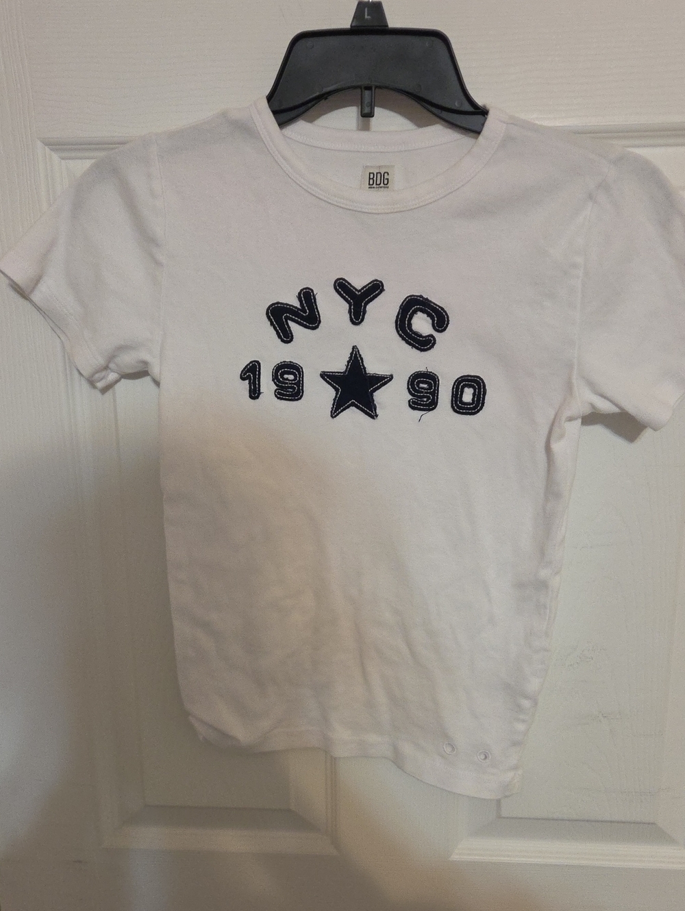 BDG Womans White Tee with Navy 'NYC 1990' Graphic